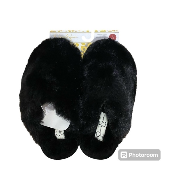 Jessica Simpson Slippers NEW Small 6-7 Memory Foam Fur Women’s - Picture 1 of 5